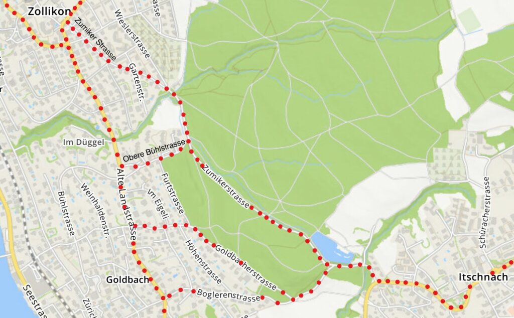 Schleichverkehr durch die Zumiker Strasse und Alternativen (Grafik: rs)