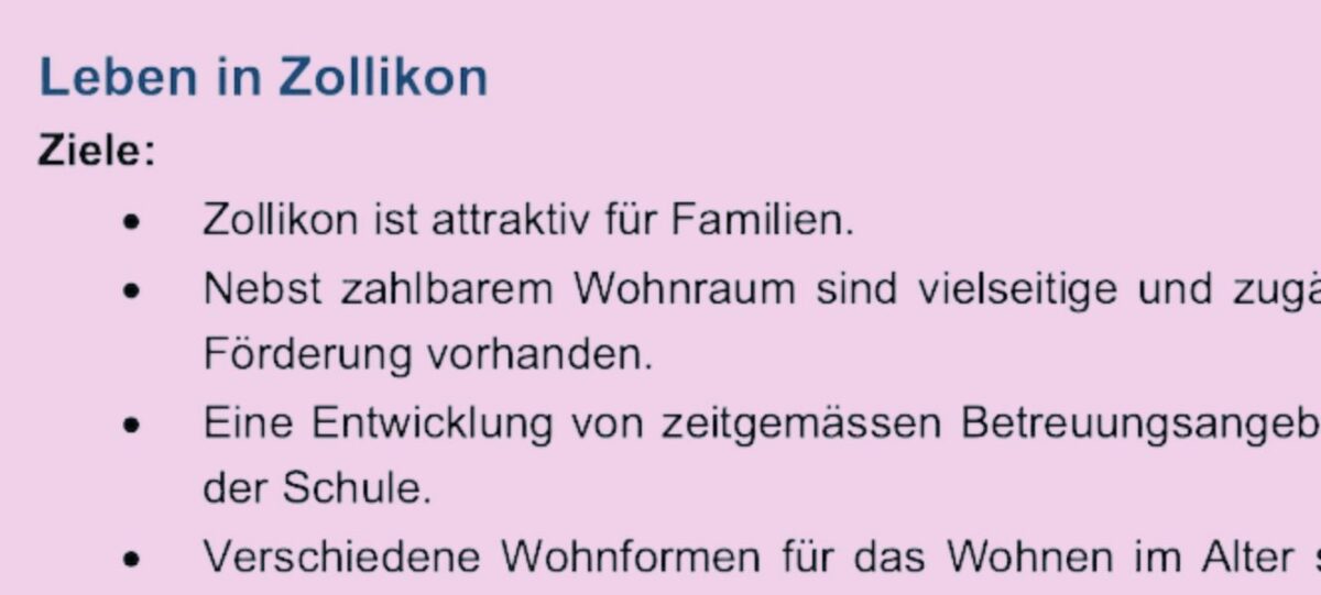 Ausriss aus den Legislaturzielen des Gemeinderats